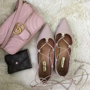 Halogen Blush Pink Lace Up Leather Flats 7.5